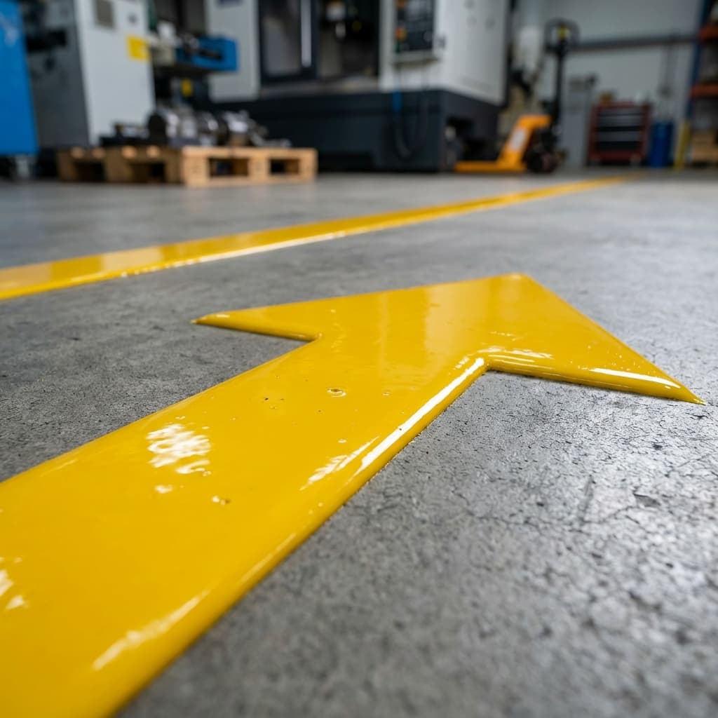 Détail marquage résine industrielle haute visibilité