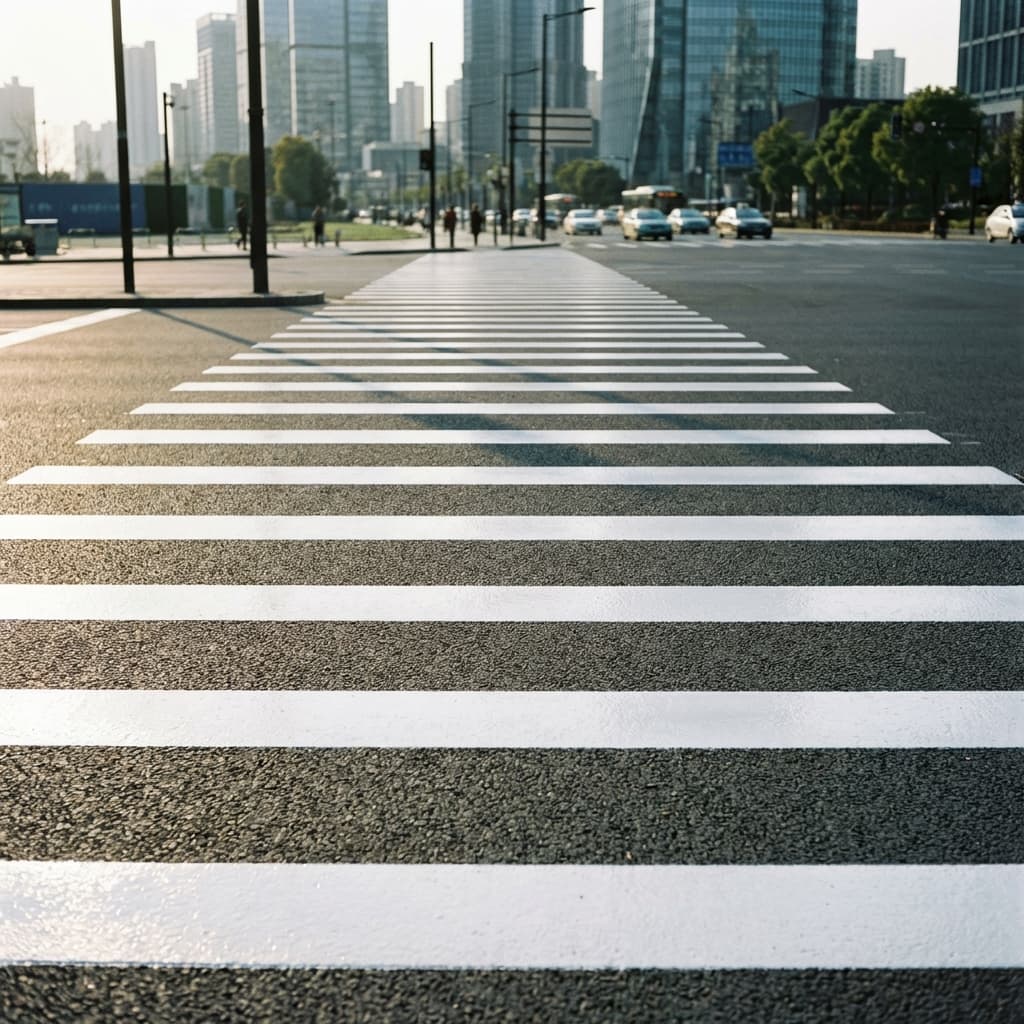 Marquage de passage piéton frais sur voirie